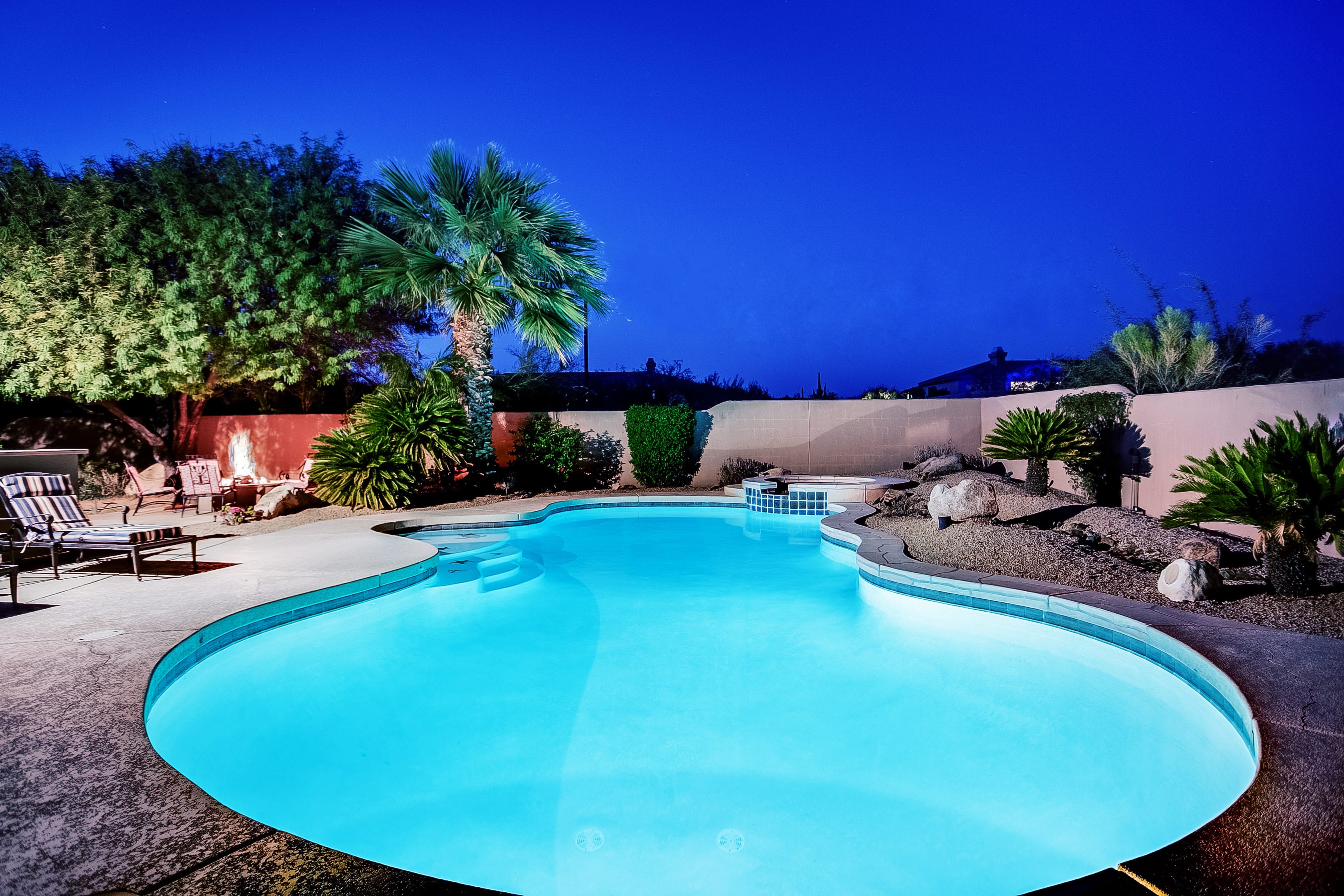 Whisper Trail Resort pool at night